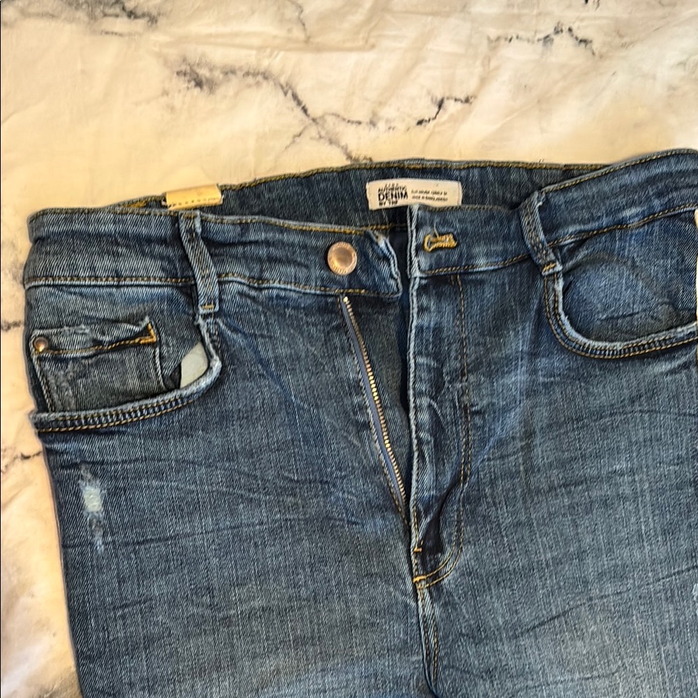 Zara stretch Classic High Rise Women's Jeans - Blue with stripes size 12